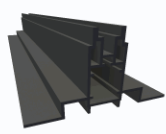 Binario portainserto SISO (tetto piano) 46x93, alluminio anodizzato nero, 5,2 m